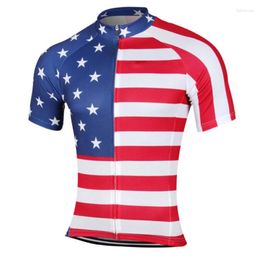 Racing Jackets HIRBGOD USA National Flag Cycling Jersey 2023 Summer Short Sleeve Bike Shirt Star Pattern Team Ciclismo Hombre HK068