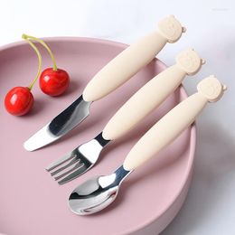 Dinnerware Sets Stainless Steel Children's Tableware Spoon Fork Knife Set Dessert For Kids Baby Gadgets Feeding Cutlery Stuff 3PCS