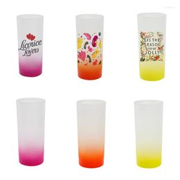 Wine Glasses 10oz DIY Sublimation Gradient Glass Tumbler Frosted Coffee Mugs Portable Custom Drinking Bottle For Wedding Party