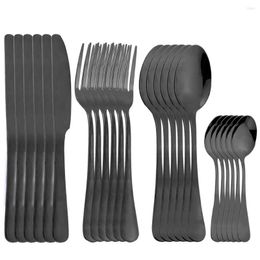 Dinnerware Sets Cutlery Set Tableware 24Pcs Black Stainless Steel Western Flatware Kitchen Dinner Knife Fork Spoon Silverware