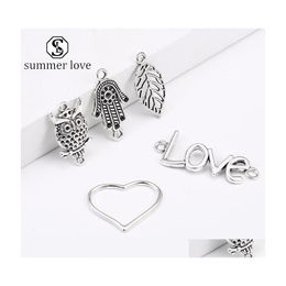 Charms Arrival Vintage Owl Animal Heart Love Leaf Pendant Bracelet Necklace 5 Style Cute Fashion Charm Jewellery Making For Women Meny Dhrqx