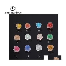 Stud Irregar Crystal Cluster Flower Resin Mould Colorf Druzy Earring Jewellery Making For Women Girls Valentines Day Drop Delivery Earri Dhq3O