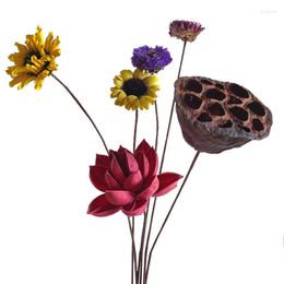 Decorative Flowers Handmade Dried Flower Mix And Set Retro Pine Cone Lotus Daisy Home Arrangement Decoration Shooting Props