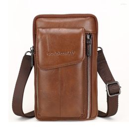 Waist Bags GOLD CORAL Genuine Leather Belt Men Fanny Pack Shoulder Crossbody Bag Travel Chest Male Messenger Coin Purse