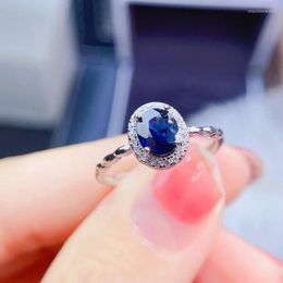 Cluster Rings Natural Sapphire Ring Exquisite Luxury Ladies Jewellery Fashion Fall Wedding Engagement S925 Sterling Silver