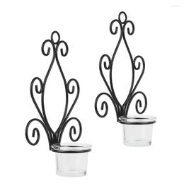 Candle Holders 2PCs Metal Wrought Sconce Candlestick Tea Light Holder Wall Mounted