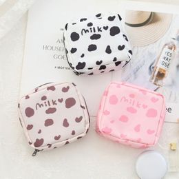 Storage Bags Cute Cow Sanitary Napkin Bag Women Tampon Travel Makeup Wallet Student Girl Holder