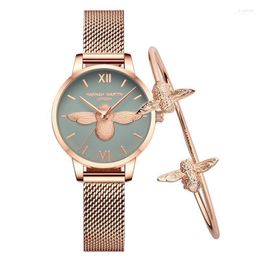 Wristwatches Xiaohongshu Ins Trend Mori Female British Niche Watch Japanese Movement OB With The Same Paragraph 3D Bee Iris22