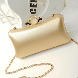 Evening Bags UKQLING Women Box Clutch Small Hardcase Metal Clutches Shoulder For Party Dinner Hand Bag Wedding Bridesmaid