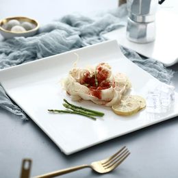 Plates Simple White Ceramic Tableware Dinner Plate Steak Spaghetti Pastry Flat Home Kitchen Cutlery Tray Porcelain Sets