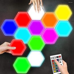 Night Lights 3pcs LED RGB Ambient Lighting Multipurpose Decorative Lamp Battery Powered Decoration Honeycomb Spliceable For Bar Party