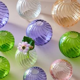 Vases Mini Colorful Sphere Glass Bubble Vase For Flower Arrangement Cute Bud Art Ware Home Decor