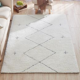 Carpets Nordic INS Morocco For Living Room Kilim Handmade Home Carpet Bohemia Rug Geometric Plaid White Bedroom Black