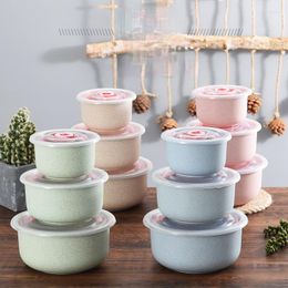 Bowls Soup Bowl Kawaii Tableware Thicken Fresh-keeping Three-piece Household Kitchen Restaurant Sealed