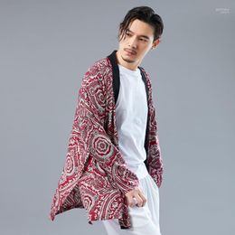 Men's Casual Shirts Mens Original Retro Chinese Style Thin Cardigan Printing Long Sleeves Sunscreen Clothes National Costume D474 Sybi22