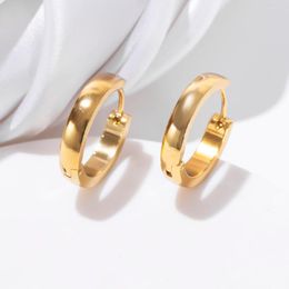 Hoop Earrings ESSFF Smooth Metal Stainless Steel Ear Buckle Hoops For Women Men Gold Colour Earring Personality Simple Jewellery Accessories