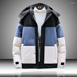 Men's Down Fashion Men Parkas Hooded 2023 Winter High Quality Jackets Thicken Warm Windproof Outerwear Patchwork Casual Parka Mens 4XL