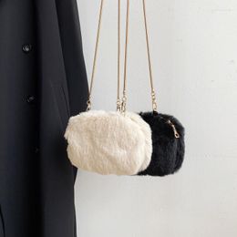 Evening Bags Women's Bag High Quality Faux Hair Mini Women Crossbody Phone Fur Chains Shell Female Shoulder Whole Sale