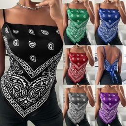 Women's Tanks 2023 European And American Women's Fashion Small Camisole Personalised Printing Sexy Bellyband Ladies Top
