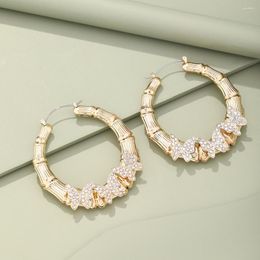 Hoop Earrings Lost Lady Fashion Round Bamboo Butterfly Women's Birthday Gift Alloy Jewellery Wholesale Direct Sales