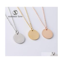 Pendant Necklaces Diy Round Coin For Women Gold Sier Chain Collares Minimalist Clavicle Necklace Trendy Valentines Day Jewerly Drop Dhghb