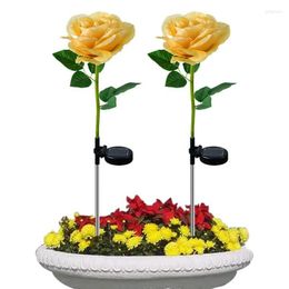 Solar Rose Lights Outdoor Garden Decorations Flower For Patio Pathway Courtyard Lawn