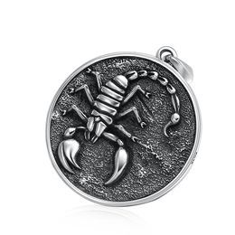 Scorpion Round Pendant Necklaces 925 Sterling Silver Ball chain Vintage Gothic Punk Hip-hop fashion Timeless Jewellery Accessories Gifts For Men 50 55 60 65 cm