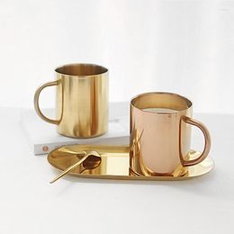 Mugs Gold Beauty Stainless Steel Cup Milk Tea Coffee Mug Travel Cups And Eco-Friendly Metal Handgrip Brief 50MKB30