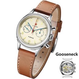 Wristwatches 40mm 1963 RED STAR Watch Vintage Men Chronograph Seagull ST19 Hand Winding Movement 38mm Luminous Mechanical Watches Pilots 202