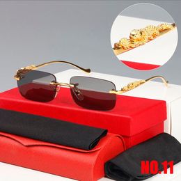 2021Classic Fashion Square Sunglasses Men Women Exquisite Cheetah Logo Optical Eyeglasses Small Leopard Silver Gold Metal Frames Unisex Sbps