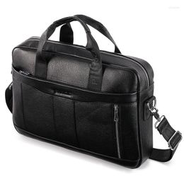 Briefcases Men's Briefcase Bag Genuine Leather 15 Inch Laptop Business Tote For Document Office Portable Shoulder