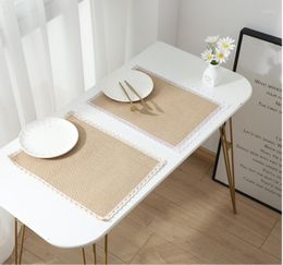 Table Mats Lace Jute Placemat Waterproof Mat Fabric Po Props Natural LLinen Simple Style