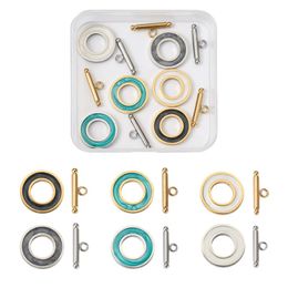 Charms 1Box Enamel 304 Stainless Steel Toggle Clasps With Ring And Bar Clasp Mixed Colour For DIY Necklace Bracelet Jewellery Making
