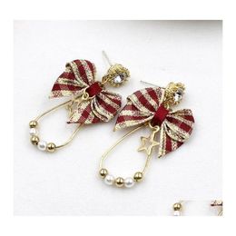 Dangle Chandelier Fashion Bohemian Style Personality Long Earring With Fabric Bow Ribbon Girls Earrings Jewellery Drop Delivery Dhgyx