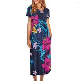 Party Dresses Cumagical Good Quality Wholesale Polynesian Floral Pattern Selling Summer O-Neck Lady Fashionable Dress