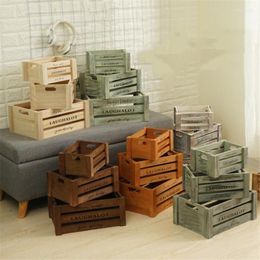 Storage Boxes Wooden Organiser Retro Fruit Box S M L Creative Home Decoration Garden Pot