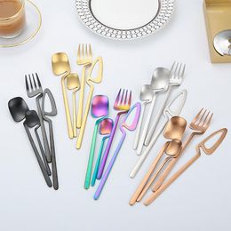 Dinnerware Sets Matte Gold/Black Cutlery Set Steak Knife Fork Spoon Dinner Tableware Bar Party Silverware