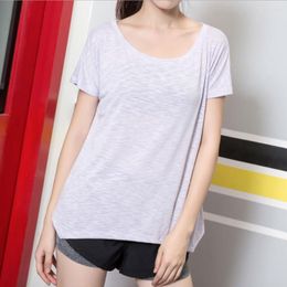 Active Shirts W Plus Size Loose Yoga Top Round Neck Style Fitness Running Shirt Women Tops Workout Sport T-Shirts 3XL