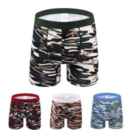 Underpants Men's Four-corner Sexy Underwear Cotton Sweat-absorbent And Moisture-proof Camouflage Sports Long Boxer Briefs 6XL CodeUnderp