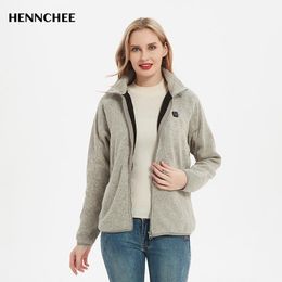 Women's Jackets Fleece Heated Jacket Women Winter Thermal Clothes Full Zipper Lightweight Soft Sweater Electric Heating Coat Female Hoodie