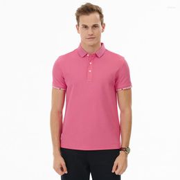 Men's Polos 2023 Summer Polo Shirt Men Fashion Trend Pure Color Cotton And Polyester Slim Tops Casual Turn-down Collar Plus Size