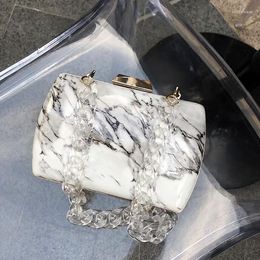 Evening Bags Woman's Clutch Acrylic Chain Unique Marble Shoulder Bag Elegant Wallet Fashion Bolsa Feminina Handbag