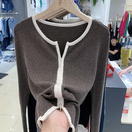 Women's Knits Knitted Sweaters Women Zipper Cardigans Long Sleeve Sweater Knitting Oversized Comfortable Skinny Coat 2023 Spring