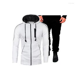 Men's Hoodies Tracksuit Men Clothing Tow Pieces Set Jacket Pant Ropa Hombre Track Suit Sportswear Hooded Sweatshirts Male Sets 2023