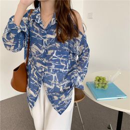 Women's Blouses & Shirts Alien Kitty 2023 Summer Elegance Full Sleeves Tops Loose Single Breasted Chic All Match Lady Fashion Chiffonade Str
