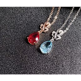 Pendant women European and American style students sky red crystal zircon diamond pendant white gold plated pendant girls wedding party Jewellery gifts