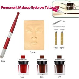 Tattoo Guns Kits Permanent Makeup Practise Kit Eyebrow Microblading Manual Pen Needle Pigment Micropigmentation SupplieTattoo KitsTattoo