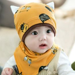 Hats Caps & 2PCS/set Baby Knitting Hat Cotton Ear Cap For Boys And Girls Winter Scarf Set Toddler Accessories 0-24M