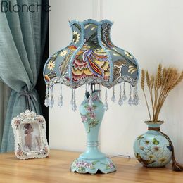 Table Lamps European Led Lamp Bedroom Bedside Stand Desk Light Retro Princess Wedding Room Decoration Dimming Lighting Fixtures