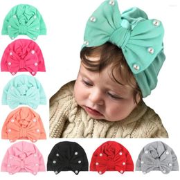 Hats Print Stretch Muslim Beanie Bonnet Cap Born Toddler Baby Bow Headdress Solid Tie Knotted Hat Headwear